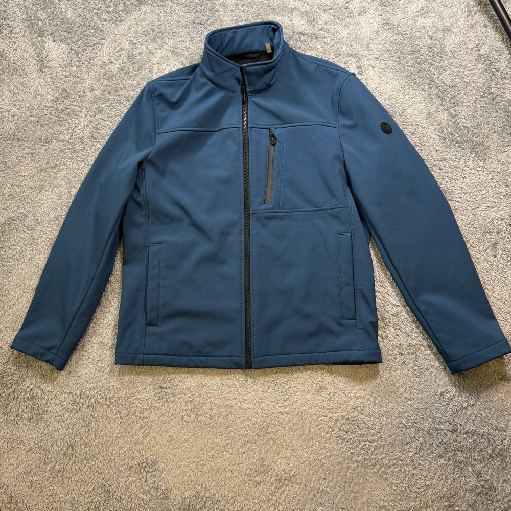 Calvin Klein Mens Softshell Performance Jacket M Blue Water Resistant Stretch